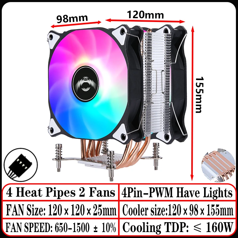 4Heat pipes 2Fan4pin