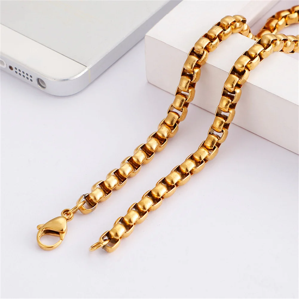 Punk 6,5mm Box Kette Dicke Männliche Gold Silber Farbe Edelstahl Schwere Kette Link Halskette für Frauen Männer Coole schmuck Geschenk 2025
