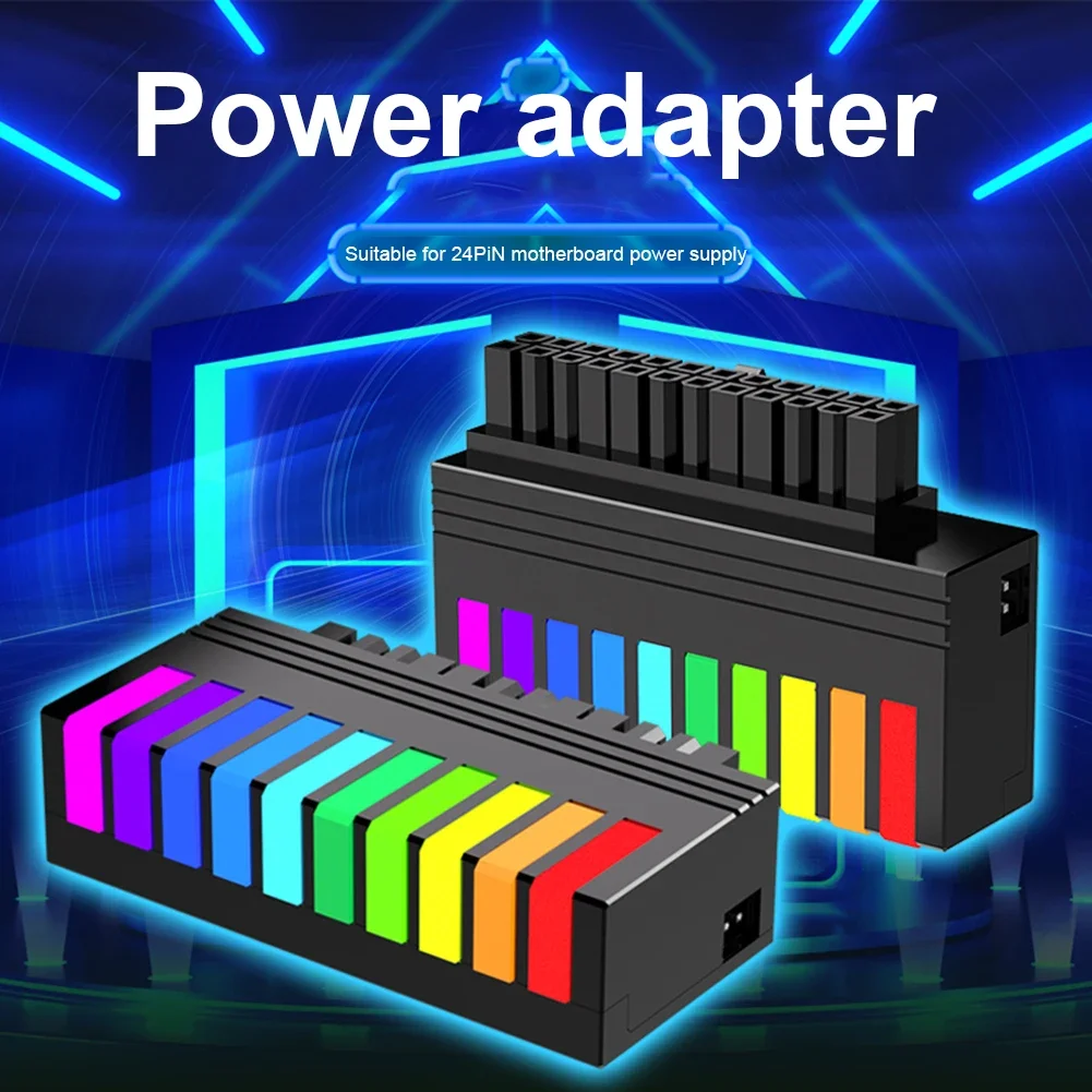 ARGB Power Mainboard Connector 5V 3 Pin ARGB 24Pin Female To Male 90 Degree Power Adapter Aura Sync for Desktop PC Power Supply