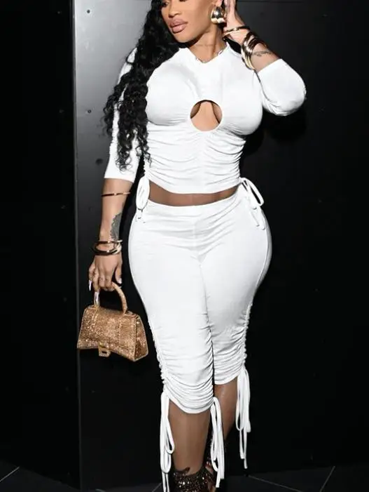 

Women's 2-Piece Set Summer New Style Y2K Sexy Style Solid Color Simple Hollow Tight Top Low Waist Drawn Tight Shorts Set