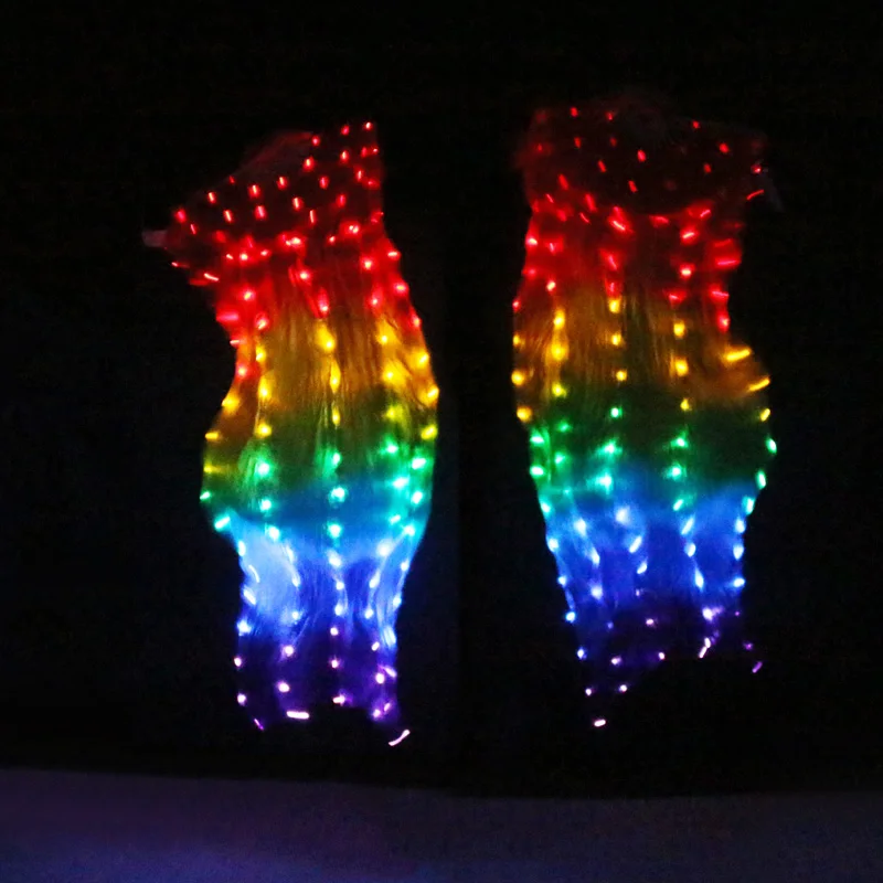 

Светодиодный вентилятор для танца живота, аксессуары, шелковые вентиляторы, женский светодиодный светильник, 1 пара вуаль для танца живота, реквизит для выступлений, костюмы с батареей