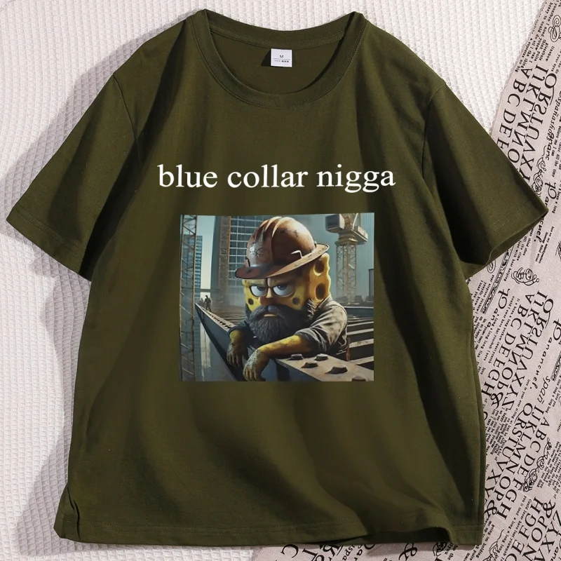 الأزرق طوق النيجا تي شيرت الرجال النساء مضحك المطبوعة التي شيرت عادية قصيرة الأكمام الجولة الرقبة رجل الملابس Y2k الشارع الشهير الملابس