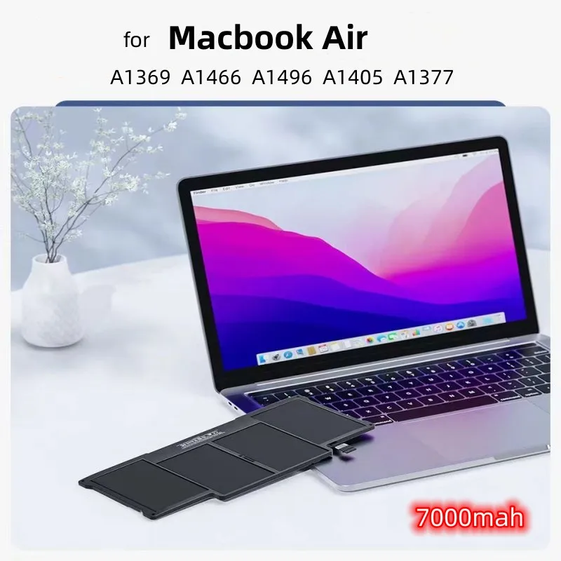 Atualização 7000mah7.6v para Apple Macbook Air Notebook Baterias Macbook A1369 A1466 A1496 A1405 A1377 2023