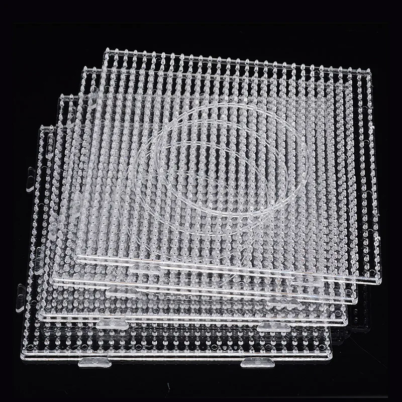 Fuse Beads Boards 5mm Large Clear Plastic Pegboards for Kids Craft Beads Pixel Puzzle Pegboards Creative Handmade Craft Toy Gift