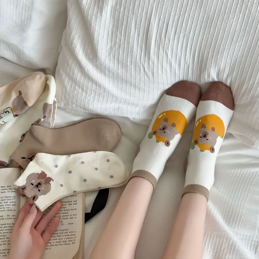 Summer Cotton Capybara Socks Soft Japanese Mid-tube Socks Cartoon Thin Casual Hosiery Student