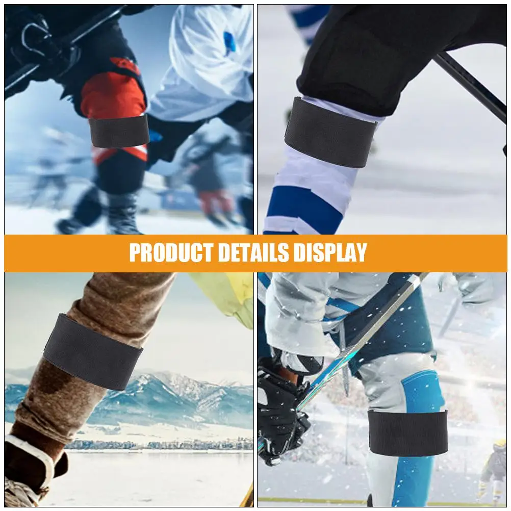 2Pcs Protectores de Pierna para Hockey sobre Hielo con Protecciones Elásticas para los Antebrazos Correas Ajustables Calcetines de Campo de Poliéster Negro de Larga Durabilidad