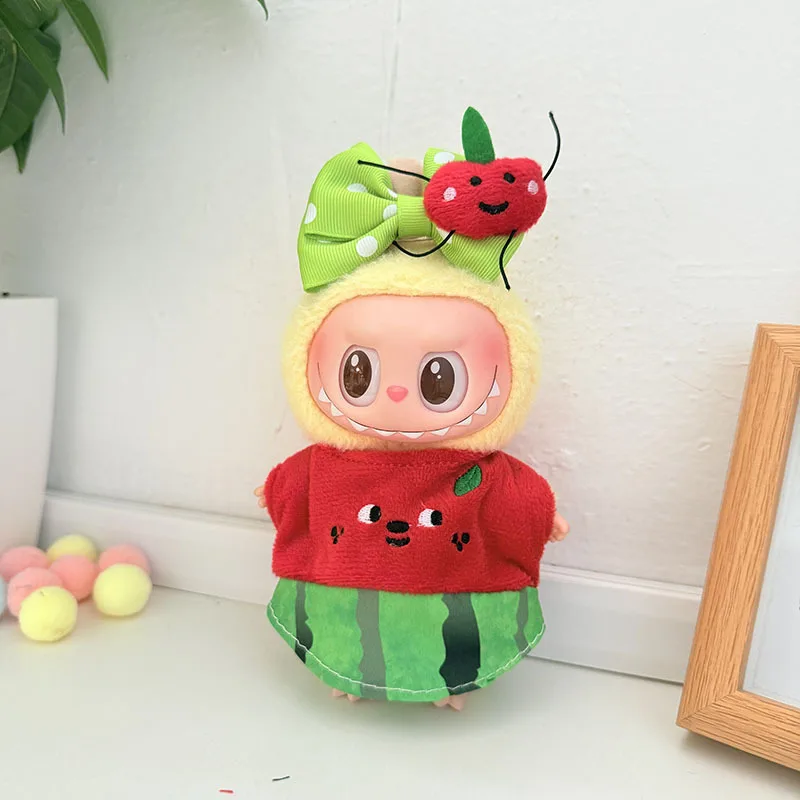 

17cm Labubu 1-3 Gen Doll Outfits | Watermelon Batwing Top Set | Clothes for Labubu Pendants Accessories