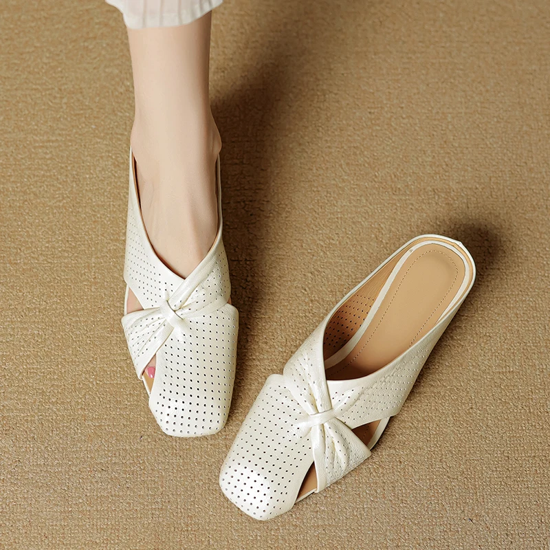 2026 new spring autumn women mules natural leather 22-25cm cowhide+sheepskin+pigskin cross-strap height incresing women sandals