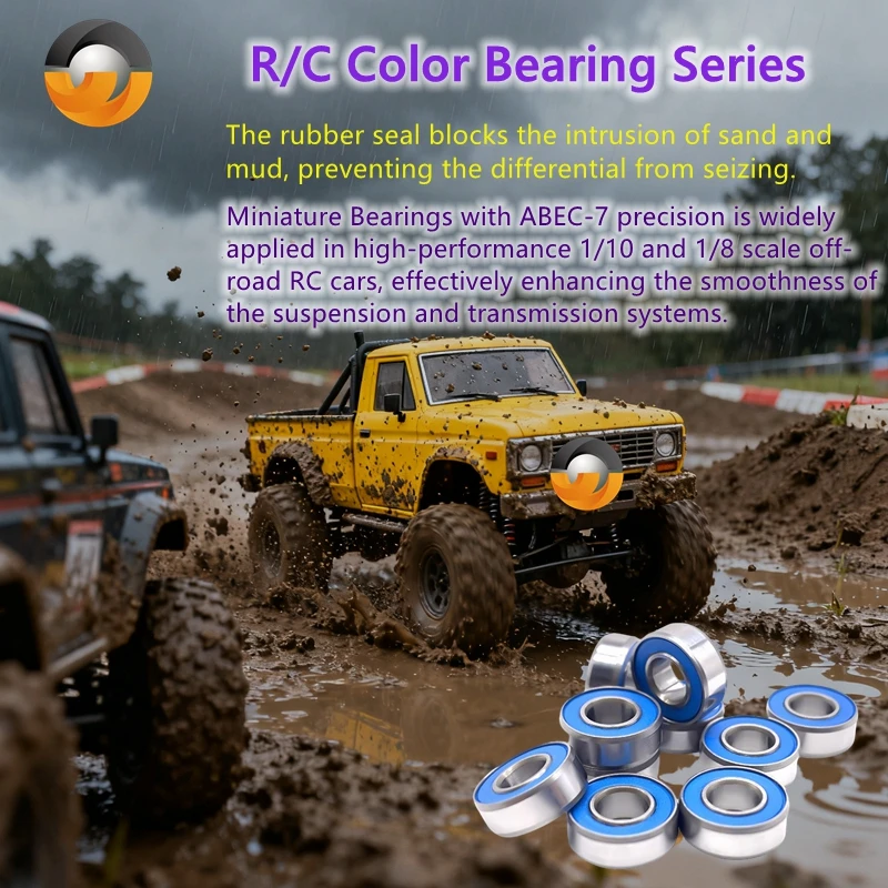 Mass Production Blue Rubber Sealed 698RS Chrome Steel Bearing 8x19x6 mm for RC Racing Car Transmission Shaft 695 6900 6802 2RS