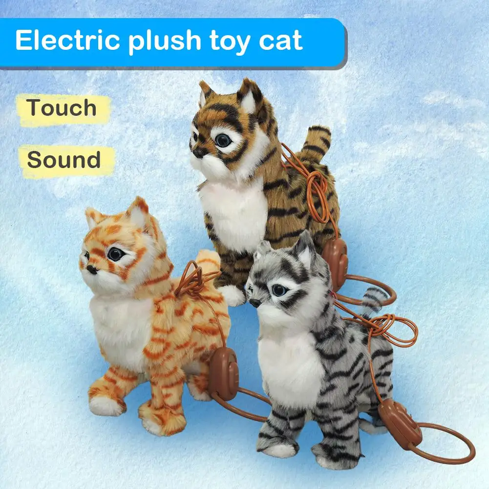 Robot chat électronique en peluche chat chantant chansons chien marche chaton enfants jouet contrôle Animal enfants chat laisse musique électrique W8A5