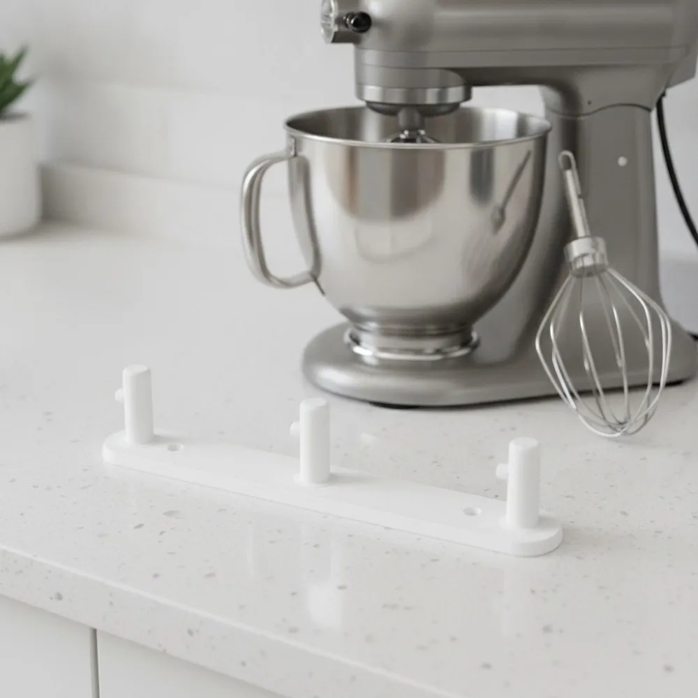 Space Saving Under-Cabinet Mixer Attachment Hanger 3 Hooks Plastic Stand Mixer Attachment Holder Professional
