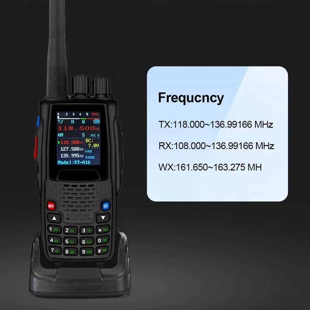 A64I Air Band Transmit VHF لاسلكي تخاطب KT-A16 TX 108-136.999MHz RX108.0000-136.999MHz 6W 200Ch W/10 NOAA توقعات الطقس