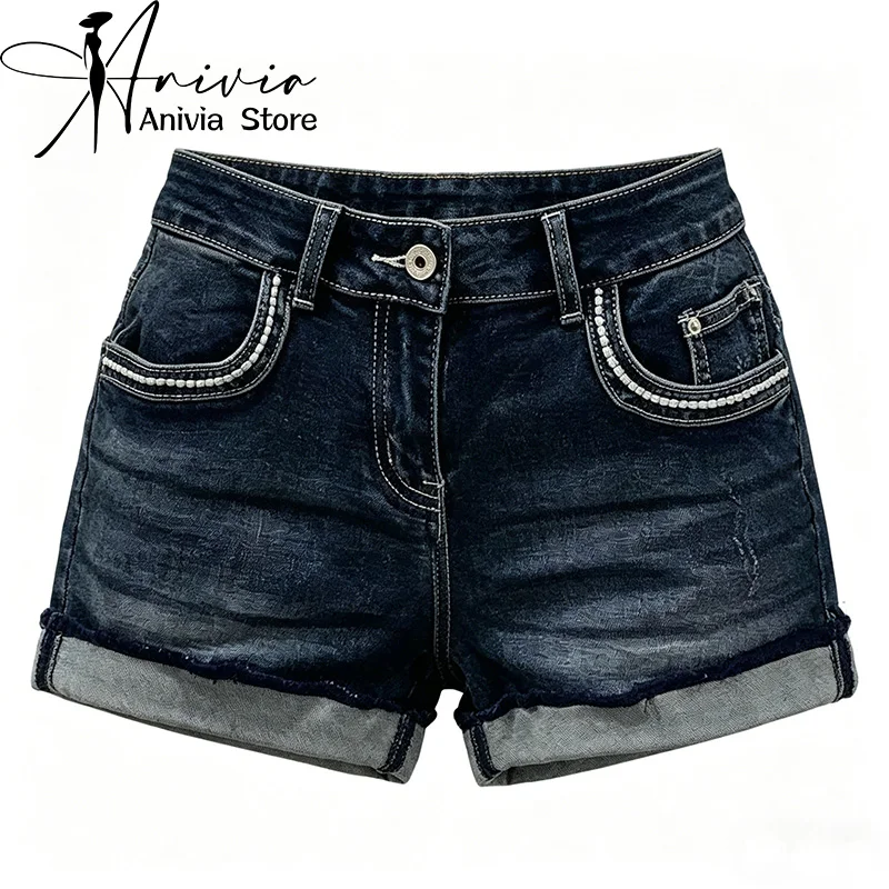 

Women's Deep Blue Casual Denim Shorts Y2K Japanese Harajuku High Street 2000S Style Aesthetic Summer Jeans Shorts Clothing 2026