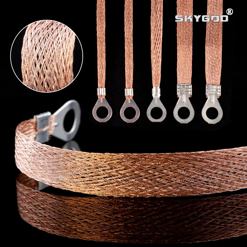 10 - 500Pcs Bridge Grounding Braid Wire Sq2.5/4.0/6.0mm Copper Clad Aluminum Span Cable Flexible Durable Ground Connect Hole 8mm