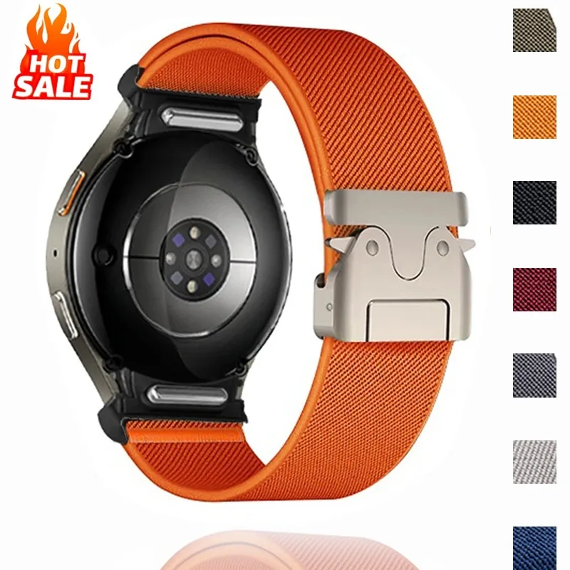 Elastisches Nylonband für Samsung Galaxy Watch 7 6 5 4 40 mm 44 mm/5 Pro 45 mm Fallschirmschnallenarmband Galaxy Watch 6 4Classic-Armband