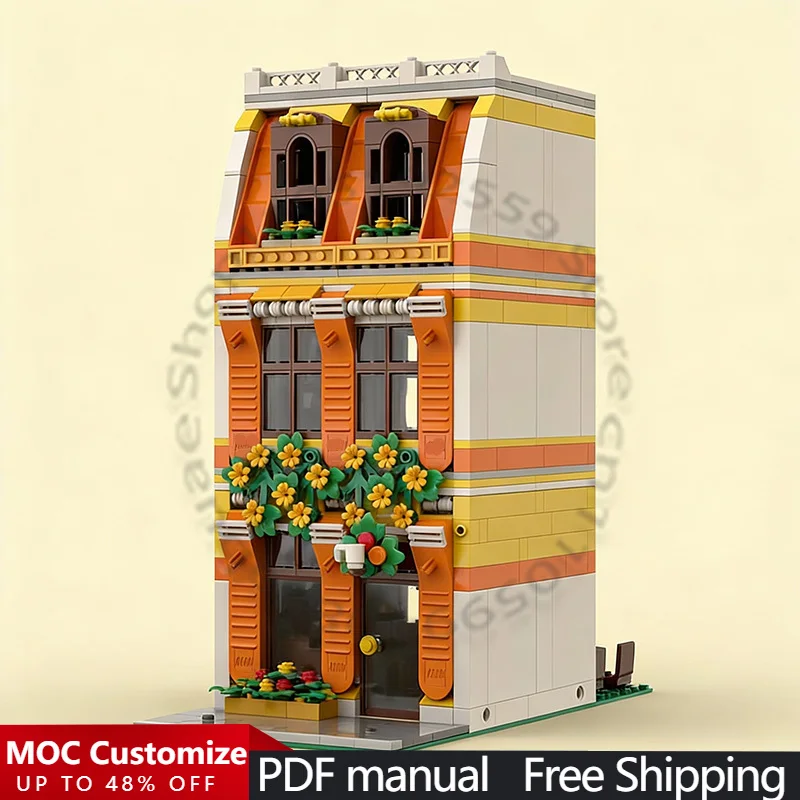 

812 PCS Construction Sunny Side Apt MOC Customize Modular Building Block Creative Design Educational DIY Boys Festival Toy Gift