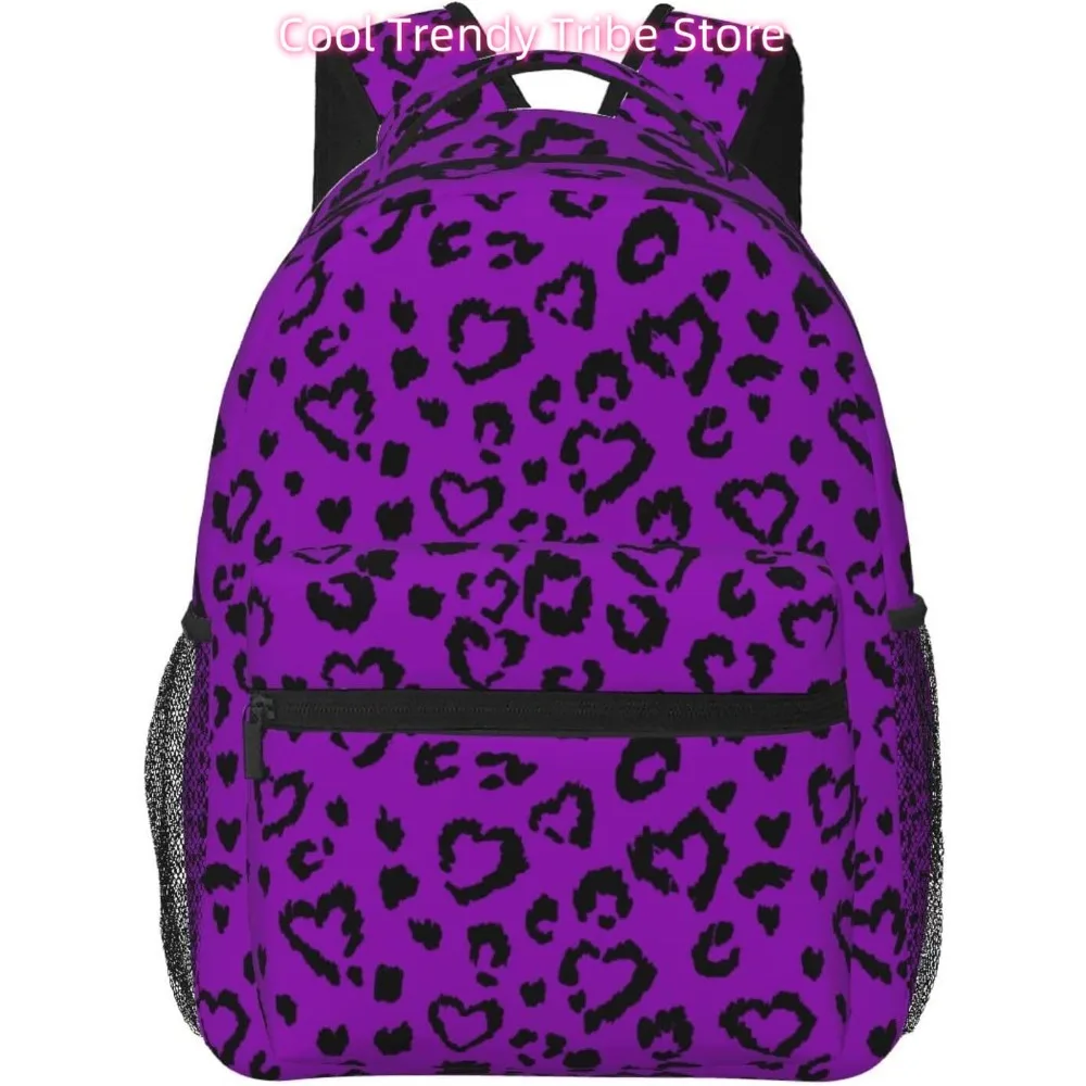 

laptop bag back to school Purple Leopard Print Lightweight Laptop Backpack Lightweight Multipurpose Travel Casual Daypack Unisex