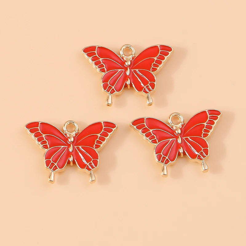 20 Stück 19 x 14 mm niedliche Emaille-Tier-Schmetterlings-Charms-Anhänger für Schmuckherstellung, Ohrringe, Halsketten, Armbänder, DIY-Bastelzubehör – Detail 3