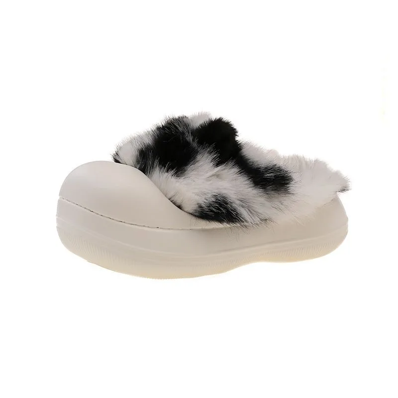 

Cute Plush Cat Slippers for Women - Fluffy Faux Fur Winter Home Slides, Soft Non-Slip Indoor House Shoes with Kitten Face Design