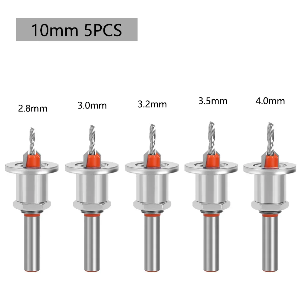 5PCS Sets 8mm Shank Countersink Drill Bit Set Adjustable Wood Working Cnc Router Bits Alloy Drill Bit Screw Milling Cutter Tools
