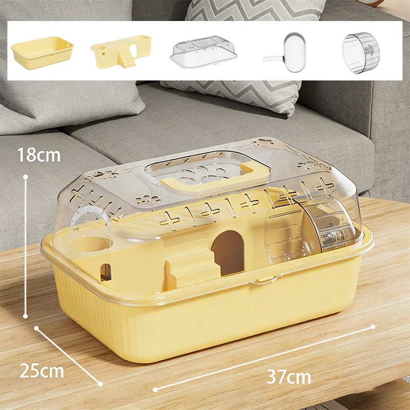 Double-Layer Hamster Carrier Large Transparent Portable Cage for Syrian Hamsters - All-Season Luxury Villa Lightweight Handle view 3