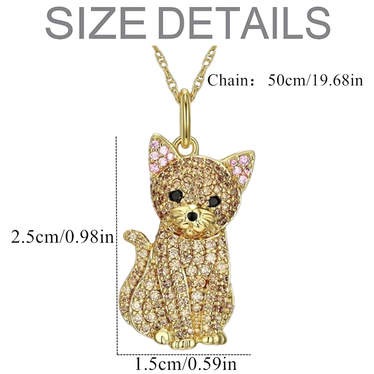 Exquisite Cute Yellow Pink Ear Cat Pendant Necklace for Women Elegant Pet Kitten Jewelry Animal Party Accessories Cat Lover Gift