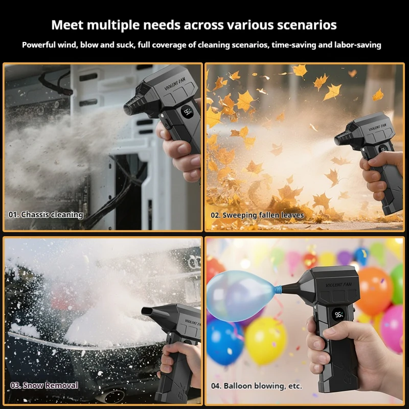 X5 مروحة تربو بدون فرش 240 وات عالية السرعة محمولة 8000 مللي أمبير قابلة لإعادة الشحن 57 متر/الثانية تايفون الرياح نوع C شحن مروحة التخييم #6