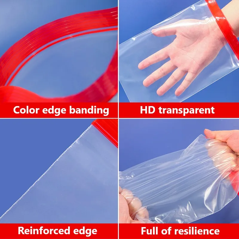 Clear Reusable Zipper Storage Bags with Color Sealing Strip, Portable Jewelry Pouches for Hair Clips, Hair Ties, Earrings,