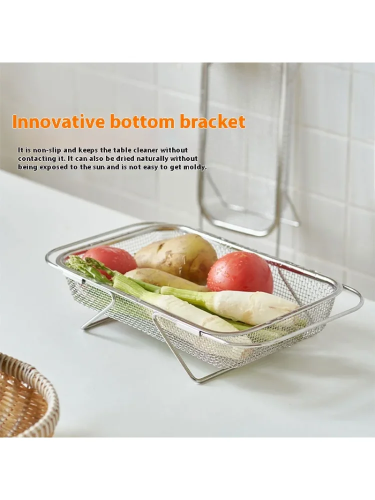 Stainless steel specialized drain basket Kitchen sink retractable vegetable washing basin Drain rack tableware drain rack