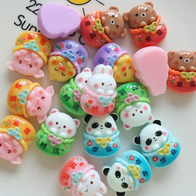 Sac porte-bonheur en tissu brillant pour petits animaux, épingle à cheveux faite à la main bricolage, accessoires de couvre-chef, chaussures à trous, ornements de fleurs, 10 pièces