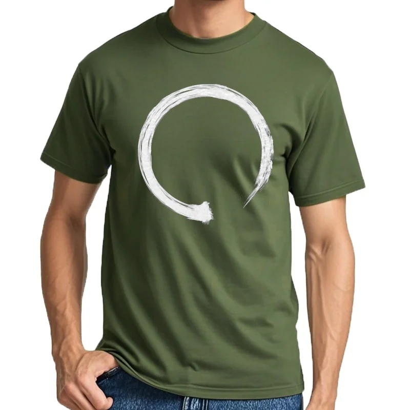 Camiseta blanca Zen Enso para hombre, camiseta negra minimalista, ropa de algodón de alta calidad, camisetas personali