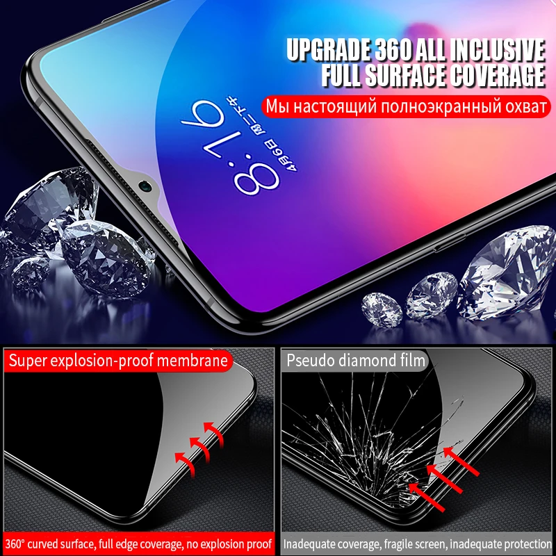 9D Beschermende Gehard Glas Voor Xiaomi Poco M3 X3 Nfc F1 F2 Pro Screen Protector Voor Mi 9 10 Lite a3 9T 10T Pro Volledige Cover Film