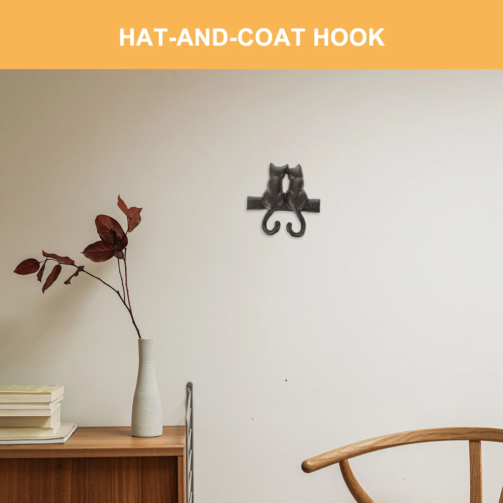 Cat Coat Hook Cow Wall Hanger Cast Iron Black Hangers Vintage Decor Clothing Country