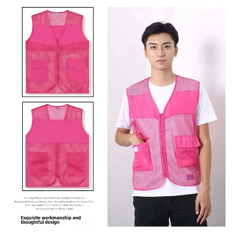 New Printing LOGO Summer Mesh Vest  For Volunteering Children's Outdoor Fishing Courier activities Breathable Company team Vests