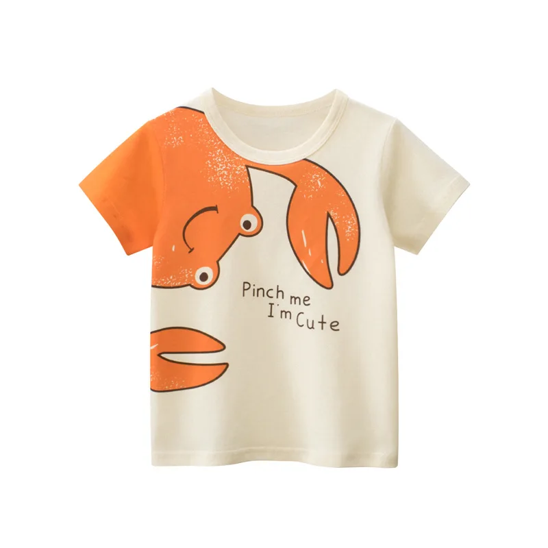 

2022 Summer Clothing Boys T Shirt Crab Print Kids Clothes Cotton Top Tee Short Sleeves Baby Cartoon T-shirt Dropship 10Y