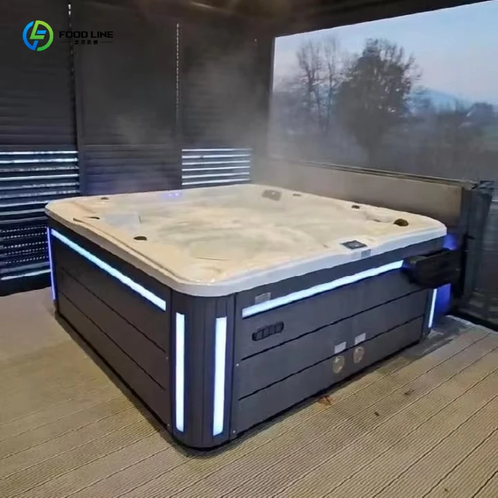 Portable Acrylic Heated Massage Pool, 130 Jet Inflatable Bubble Tub, Hot Whirlpool Spa for Courtyard & Balcony