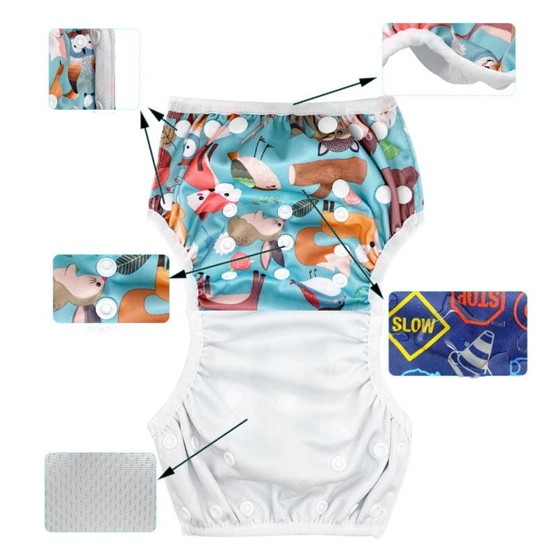 Baby Swimming Trunks Breathe Comfortable Baby Learning Step Training Pants Replaceable Washed Diapers Buttons Leak-Proof Diapers