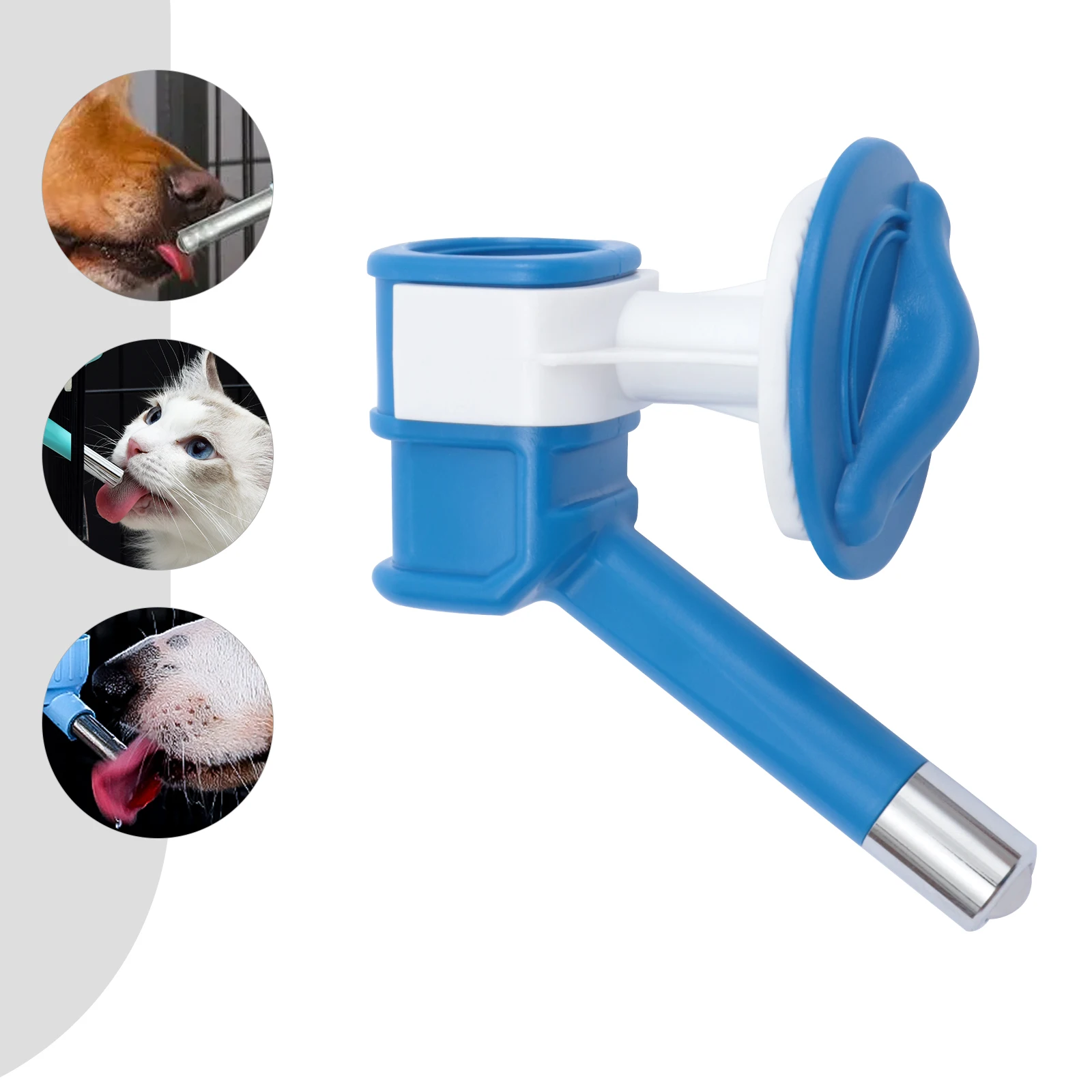 Pet Cat Puppy Dog Drinking Kit Hanging Water Dispenser Fountain Bottle Head (Blue)