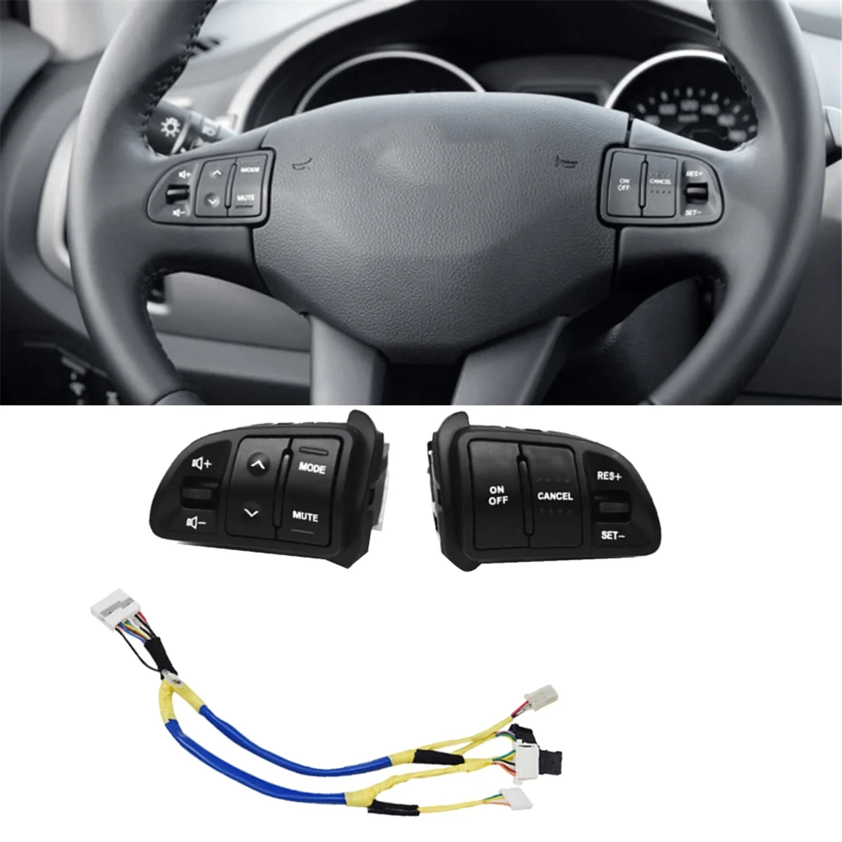 Car Steering Wheel Button with Heating Harness 96700-3W502 for Kia Sportage 2011-2016 Cruise Volume Control Switch