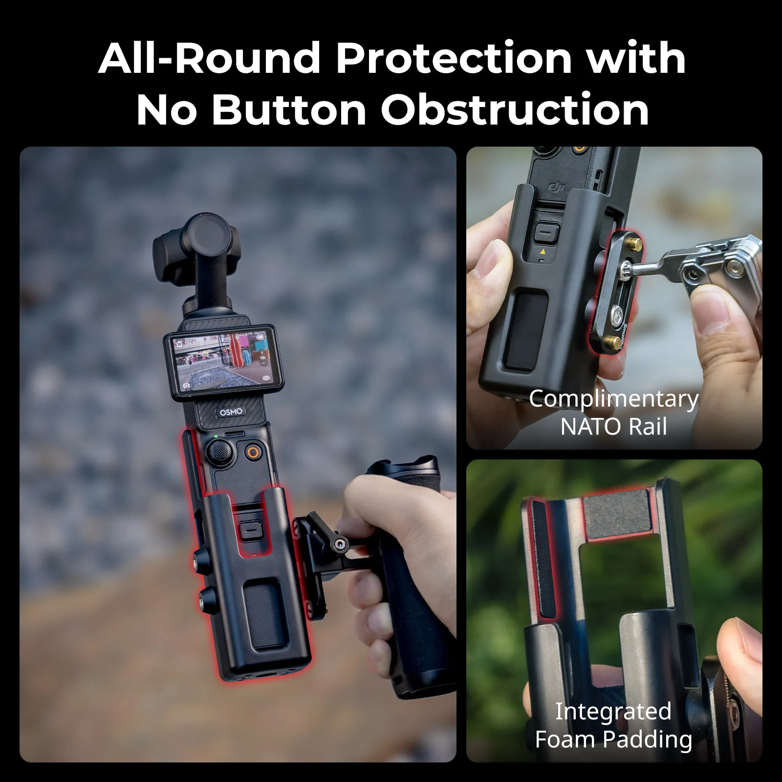 قفص ممتد صغير لـ DJI Osmo Pocket 3 قفص محول واقي مع حامل لقضبان الناتو والمقابض والأذرع السحرية 5117