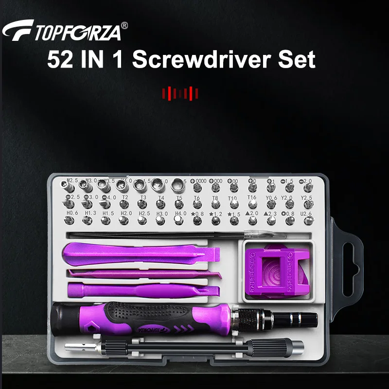 TOPFORZA 52 IN 1 Screwdriver Set Precision Magnetic Screwdriver Kit with Flexible Shaft Extension Rod Repair Tools