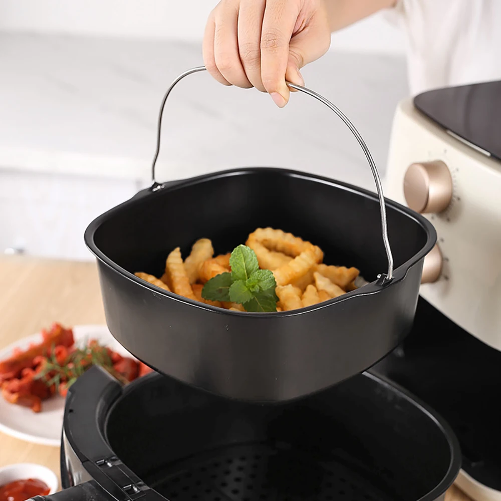 8 Inch Non-stick Cake Baking Basket Air Fryer Liner Accessories Reusable Container Pizza Cake Basket Bakeware Kitchen Tools