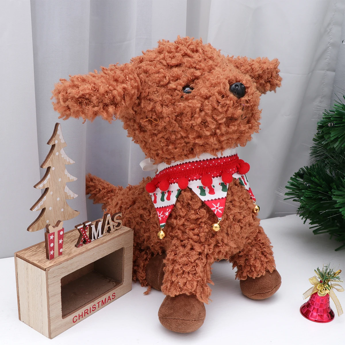 

Pet Neckerchief Bell Scarf Christmas Decor Dog Scarfs Farrowing Box Bells Triangle with Miss Costumes