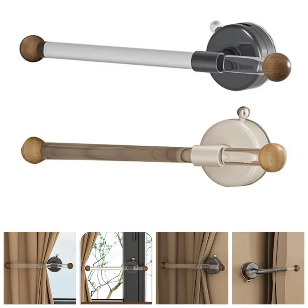 

Wall Mounted Curtain Holdbacks Durable Space Saving Towel Hanging Rod Reusable Household Shower Curtain Side Hook Clasp Laundry