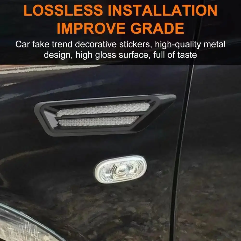3D Universal Car Hood Scoop Carbon Fiber Air Intake Vent Cover 2PCS Styling Accessories Exterior Decoration for Easy Install