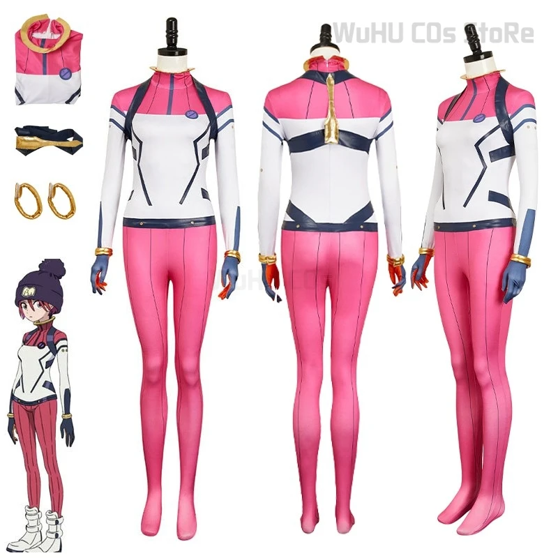 

Anime GQuuuuuuX Of Gundanm Amate Yuzuriha Cosplay Jumpsuits Costume Pink Bodysuits Hand Props Wig Full Set Women Halloween Suits