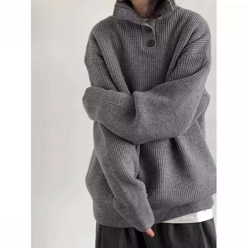 

Мужской свободный крой, трикотаж High Ne, осень-зима, японский ретро-свитер, однотонное пальто для студентов, пара