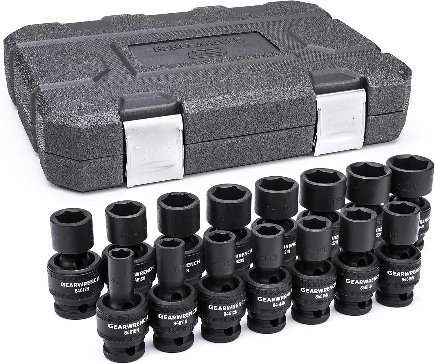 15-Piece 1/2-Inch Drive 6-Point Metric Universal Impact Socket Set, Cr-Mo Steel, Off-Corner Loading Design
