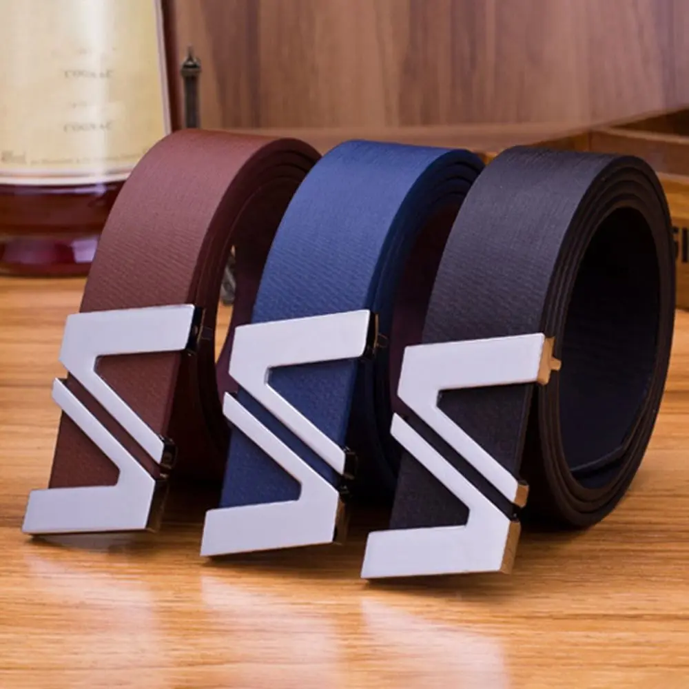 

Waist Decoration Letter V Leather Belt Versatile Women Man Metal Slide Buckle Belt Luxury Design Waist Strap