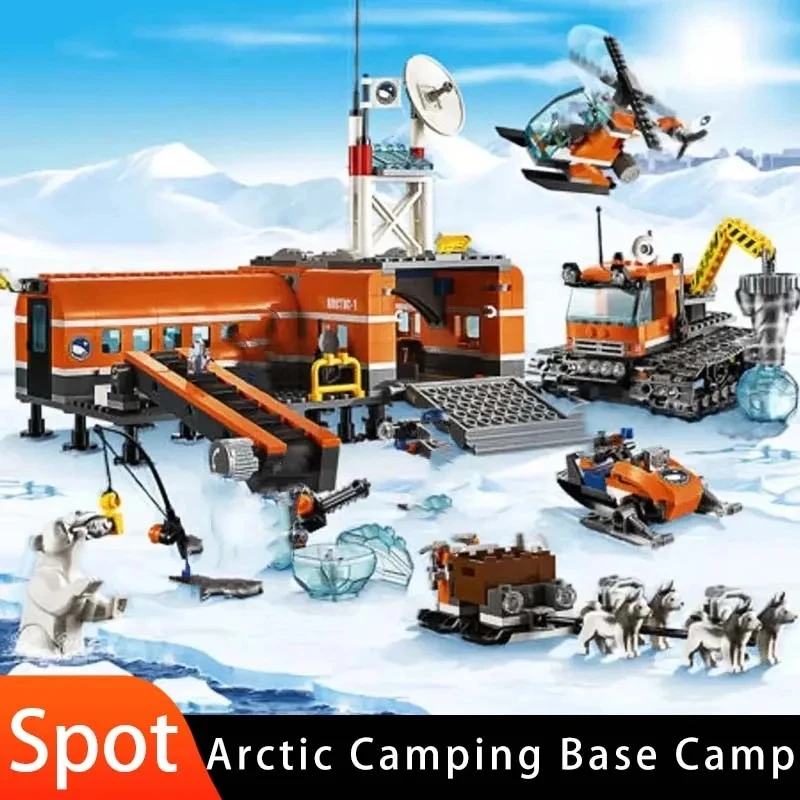 Compatible MOC Sets City Series Building Blocks Arctic Expedition Camp Base Icebreaker Snow Drilling Children's Toys Gift 60036